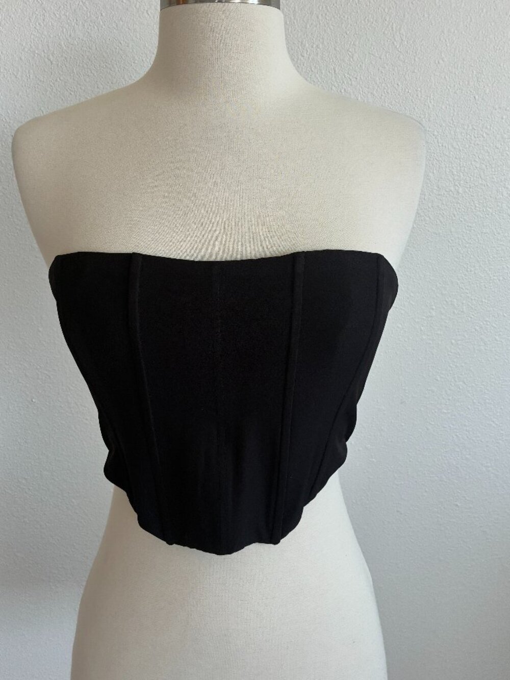 White Fox Corset Strapless Boned Tube Top Sweetheart Neckline Lace Up